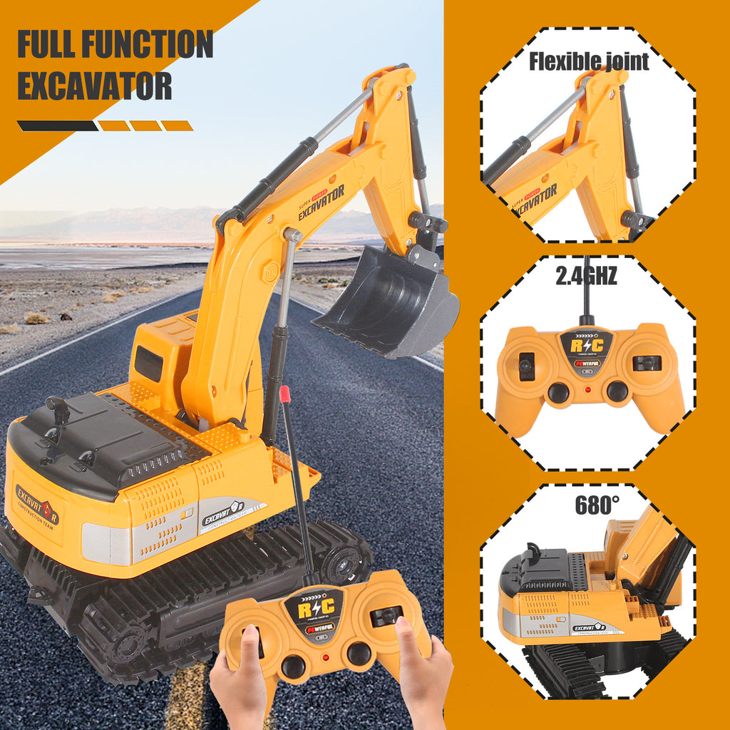 2025 Remote Control Excavator RC Digger Truck Construction Vehicles Boys Toys,with Metal Shovel & Light.Boy Presents, Birthday Presents,Logistics Is Sent Randomly By UPS,USPS