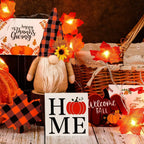 Fall Gnome Tiered Tray Decorations Set Farmhouse Pumpkin Decor Autumn Maple Leaf Table Centerpieces With Fall String Lights Thankgiving Day Fall Greeting Card Autumn Harvest Decorations Clearance Sale - The Premium