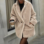 Women's Imitation Fur Thick Coat Solid Color Loose Casual