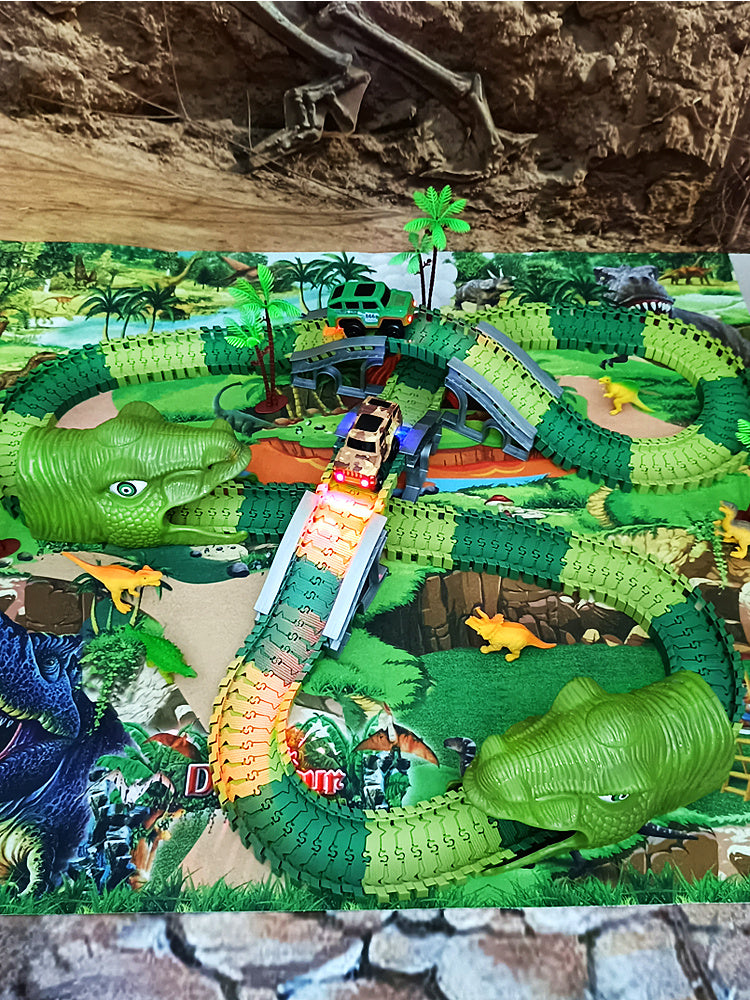 Children's Electric Assembled Track Racing Simulation Animal Tyrannosaurus Dinosaur Toy Puzzle Boy Gift