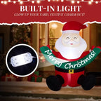 5.8FT Lighted Christmas Inflatable Decoration, Inflatable Santa Claus Holding Banner, Funny Blow Up Yard Decorations With Built-in LED Lights For Holiday Party Front Yard Lawn Garden Decor - The Premium
