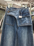 Retro Distressed Design Straight Jeans