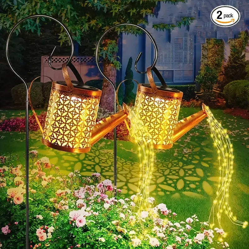 2PCS LED Watering Can Solar Light Strings, Solar Lights Outdoor Decorative Lamp, Solar Lantern Outd - The Premium