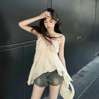 French Sexy Irregular Spaghetti-strap Vest