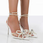European And American Transparent Crystal Pearl Bow Head Sandals For Women