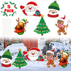 5 Pack Christmas Outdoor Yard Signs With Stakes Christmas Tree Reindeer Santa Gingerbread Snowman Signs Holiday Garden Sign For Xmas Winter Party Porch Lawn Walkway Decorations Outdoor Christmas Scene