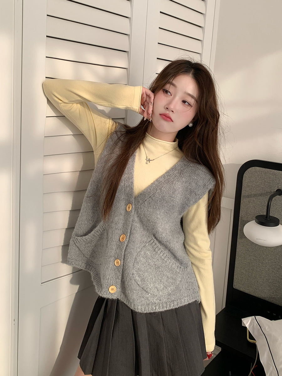 Winter New Korean Knitted Cardigan Vest Women's Vest