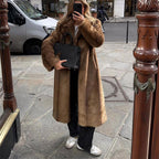 Winter Warm Brown Lapel Long Coat