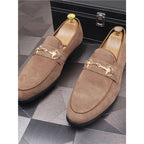 Men's Breathable Genuine Leather Slip-on Trendy Beanie Shoes Light Luxury Suede Leather Lazy Shoes