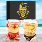 2 Pieces, Black Muscle Men's And Red Bikini Skull Style Glass Small Wine Glasses Bar Tools Christmas Gift, Halloween Gift, Birthday Gift, Company Party Gift, Universal Gift