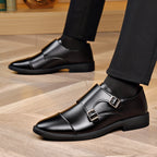 Large Size Soft Bottom Men's All-match Metal Slip-on Leather Shoes