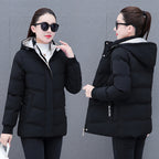 Winter Fleece-lined Thick Middle-aged Mom's Lamb Fleece Hooded Down Cotton Coat For Women