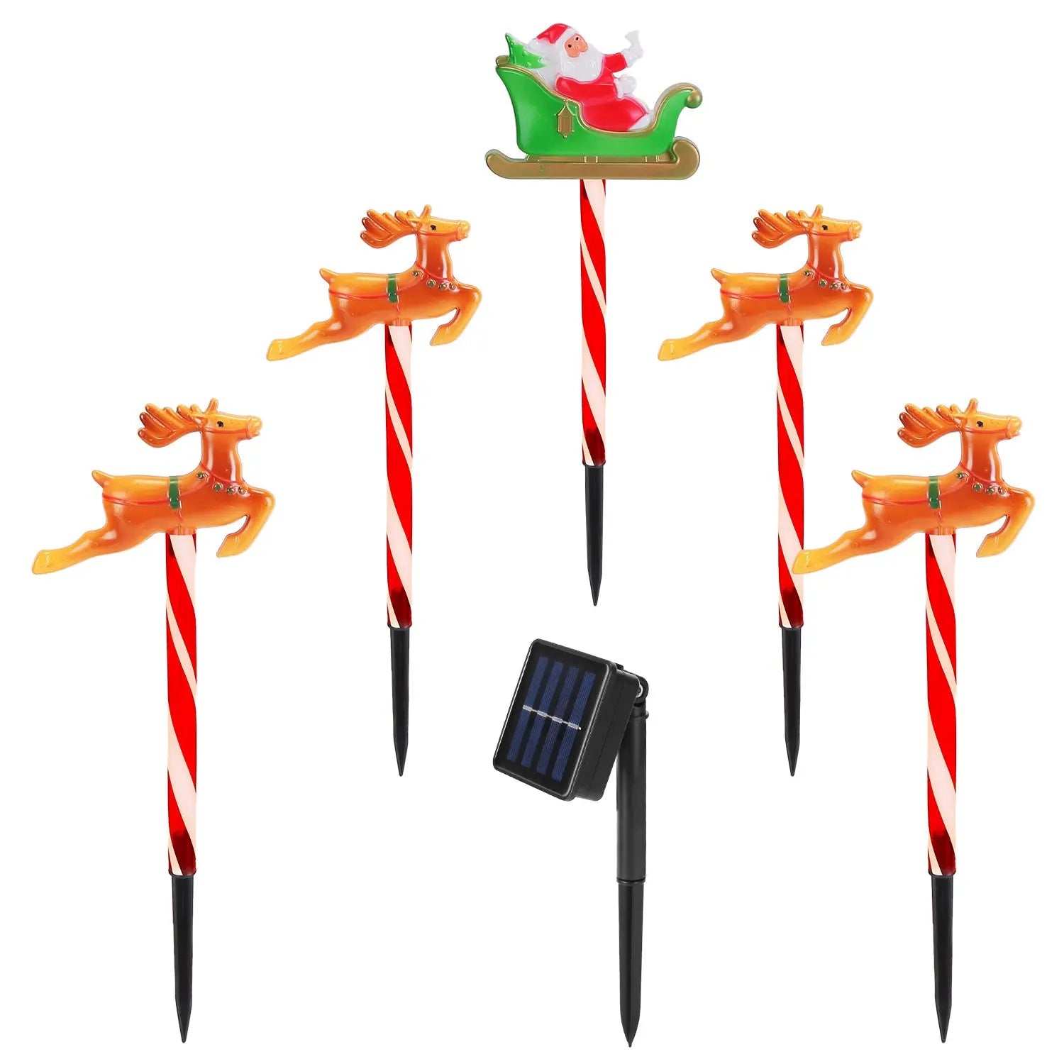 Deer Or Tree Options 5Packs Christmas Outdoor Pathway Light With 8 Modes IP44 Waterproof Xmas Decoration Stake Light Tree Candy Light For Garden Lawn Porch Yard Driveway - The Premium