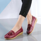 Two-layer Calf Leather Shoes Low-top Slip-on Women's Shoes