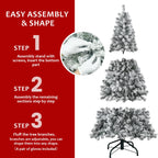 5-Foot Flocked Christmas Tree Artificial Snowy Holiday Tree With 407 Branches