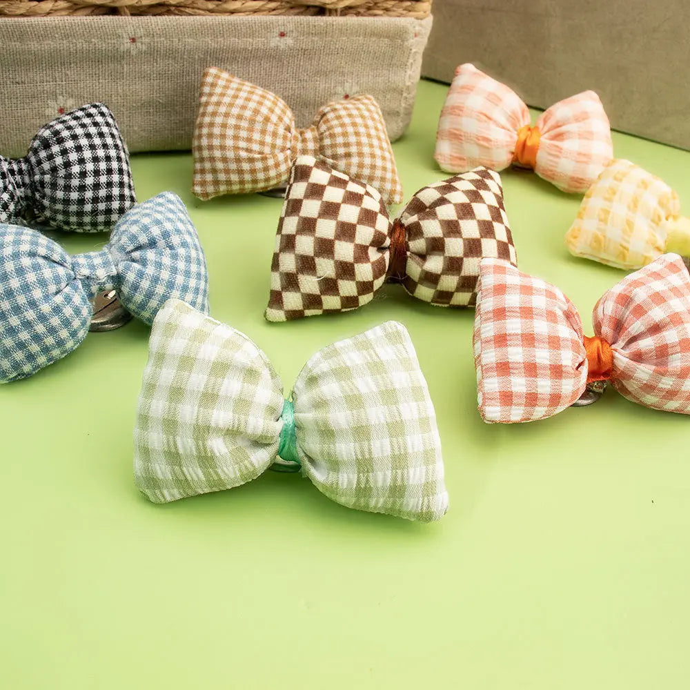 Plaid Bow Hair Clips-Coffee 9672 - The Premium