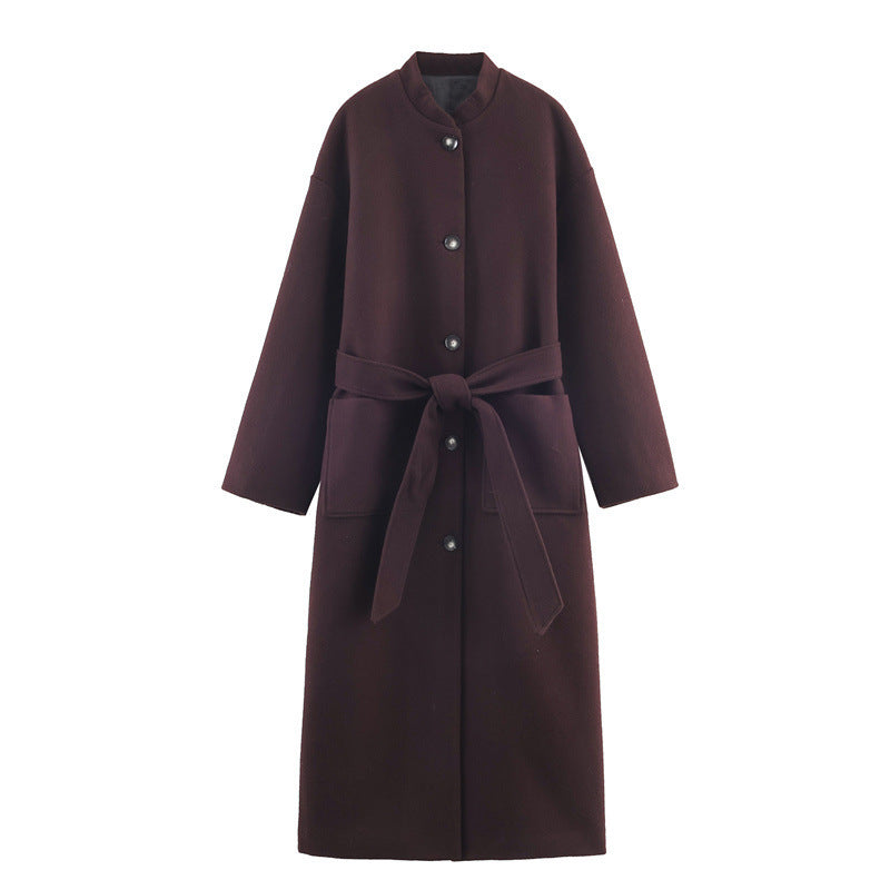 Long Belted Elegant Coat For Women