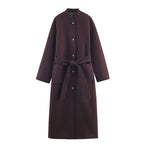 Long Belted Elegant Coat For Women