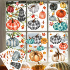 98 PCS Thanksgiving Window Clings 9 Sheets Fall Window Clings Pumpkin Maple Leaves Window Decals Double-Sided Window Stickers For Autumn Thanksgiving Harvest Party Home Window Glass Mirror Decor - The Premium