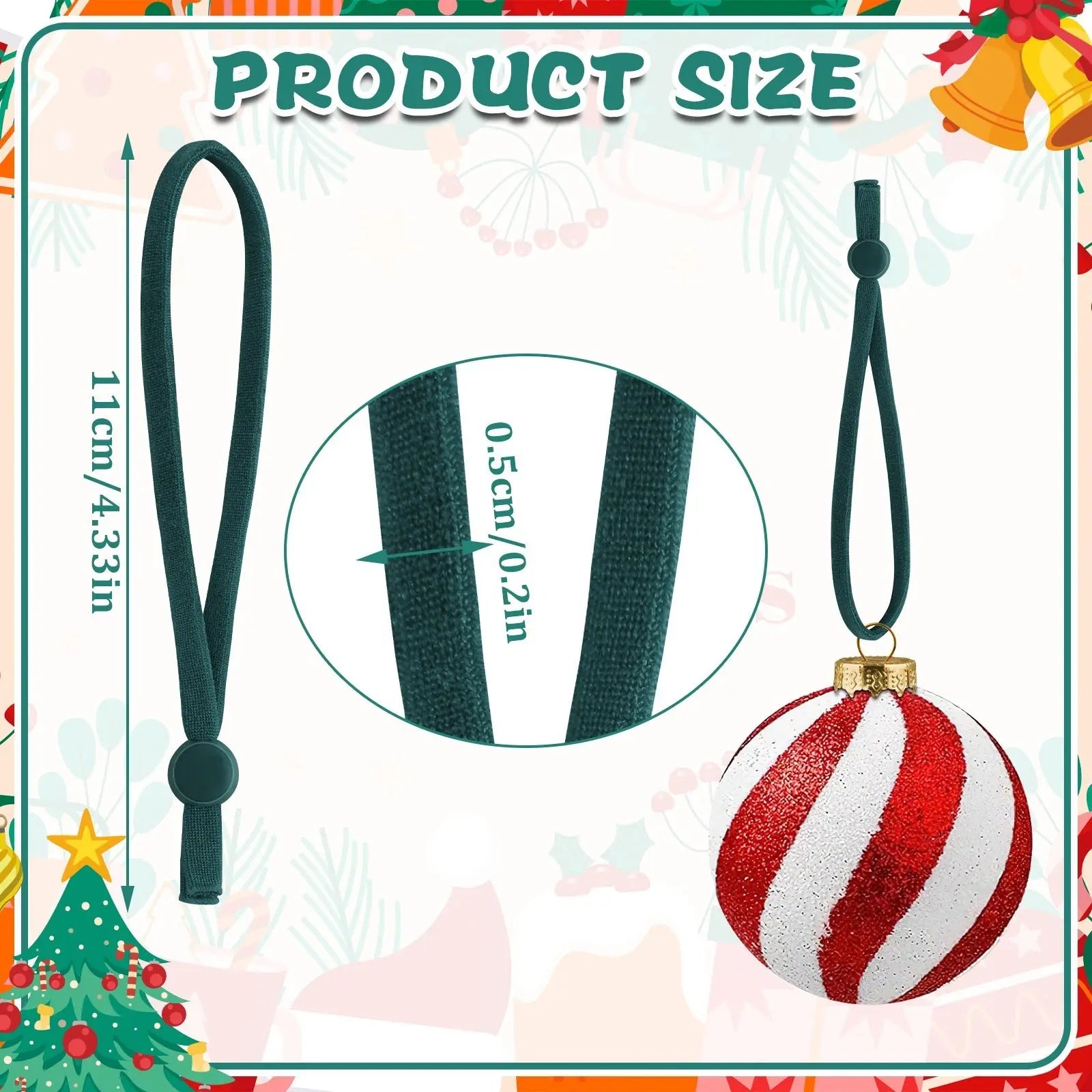 150Pcs Ornaments String For Christmas Tree, Adjustable Ornaments Ribbon Hangers Christmas Ties String Ribbon Loops For Ornament Hanging Tree Decorations, Green Selling On Amazon Is Prohibited - The Premium