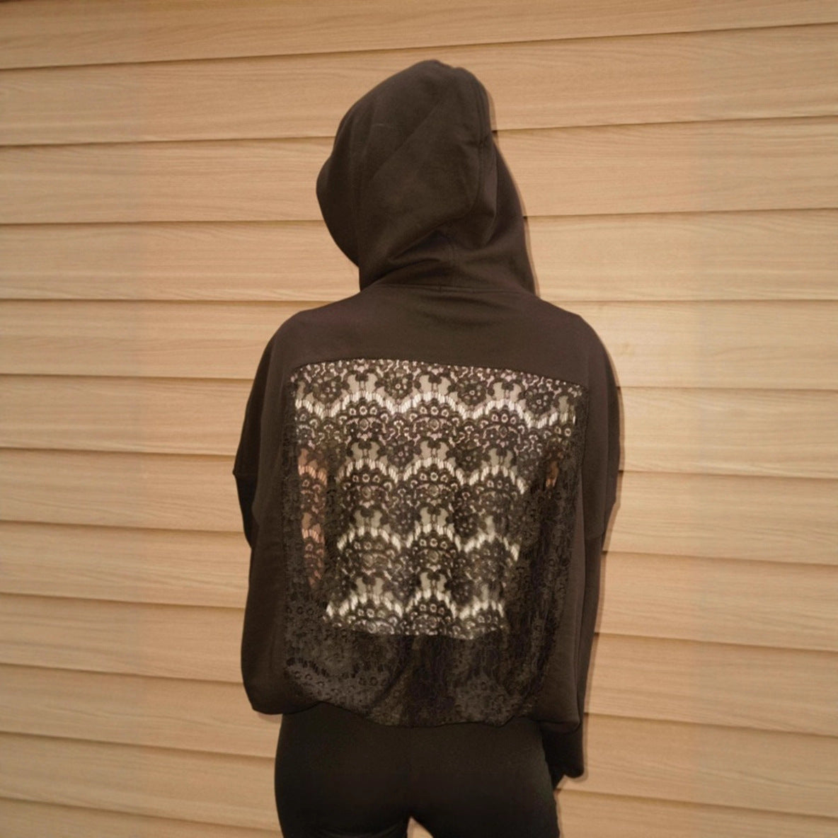 New Women's Fashion Versatile Hooded Long-sleeve Backless Hollowed-out Sweatshirt