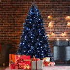 7-Foot Decorative Black Halloween Christmas Tree Artificial Holiday Decoration For Home, Office, And Halloween Parties. Includes 1,916 Branch Tips, 450 Lights, Metal Hinges, And A Foldable Base. - The Premium