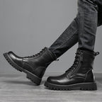 Worker Boot High Top British Style Thick Bottom Fleece-lined