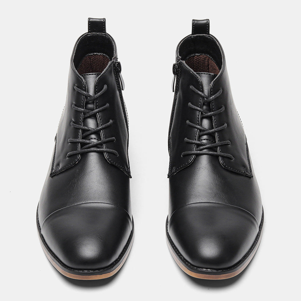 Plus Size Men's Chelsea Boots Inside Zipper Leather Boots