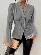 Elegant Slim Button Front Ladies Jacket