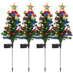 4Packs Solar Christmas Tree Lights Xmas Garden Decorations Tree Stake Lamp 20LEDs Solar Decor Light With Constant And Flashing Mode For Pathway Yard Patio Landscape