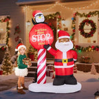 8.2FT Lighted Christmas Inflatable Decoration, Inflatable Black Santa & Road Sign, Funny Blow Up Yard Decorations With Built-in LED Lights For Holiday Party Front Yard Lawn Garden Decor - The Premium