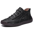 Men's Autumn Sewing High-top Leather Flat Outdoor Work Clothes Casual Shoes