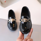 Children's Small Leather Shoes Black Soft End British Style