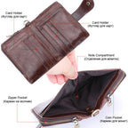 Top layer cowhide buckle zipper bag casual leather bag