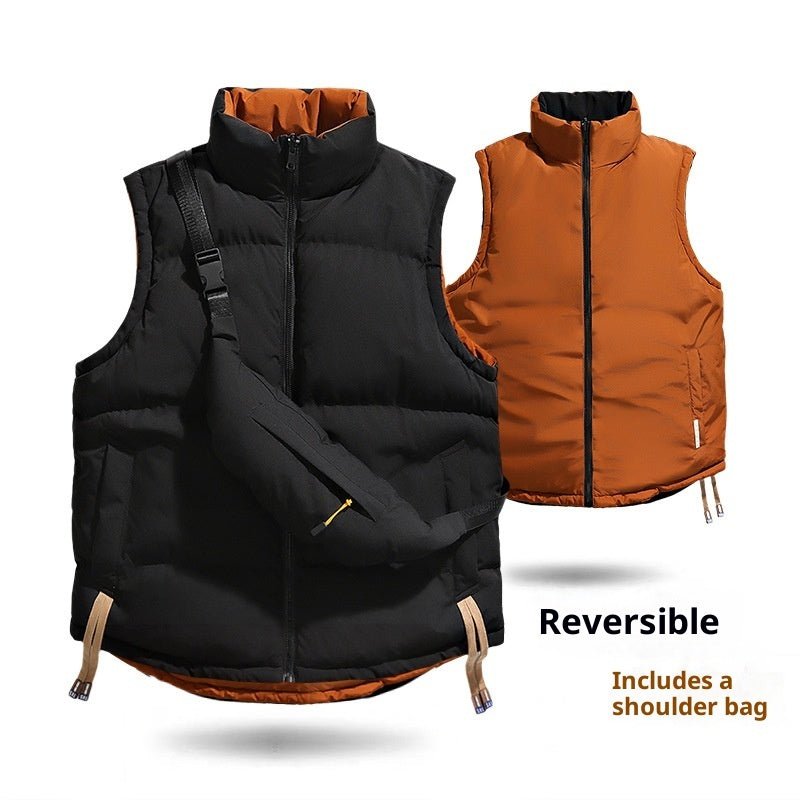 Double-sided Wear Down Cotton Vest Men And Women Winter Thicken Thermal