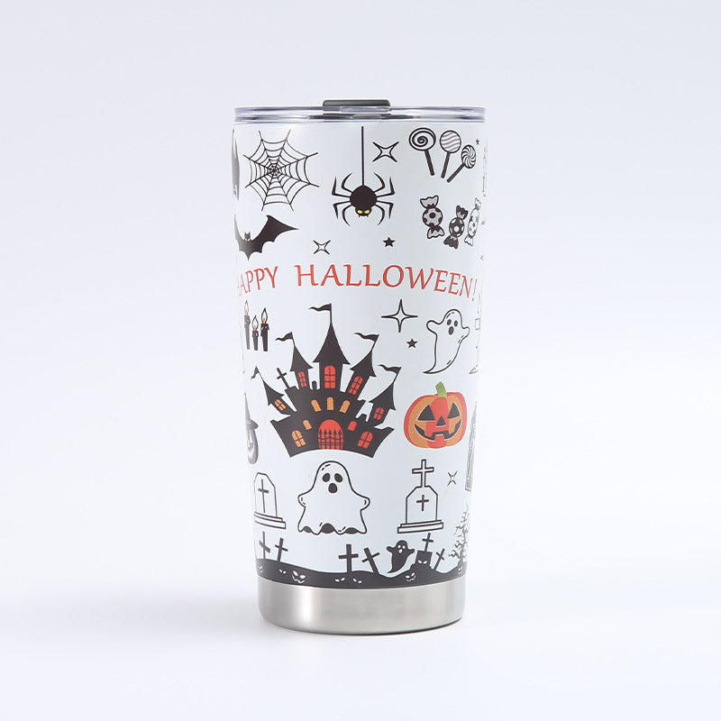 Customized Creative 304 Stainless Steel Insulated Mug, 3D-Printed Beer Cup, Halloween Large-Capacity 20oz Car Tumbler