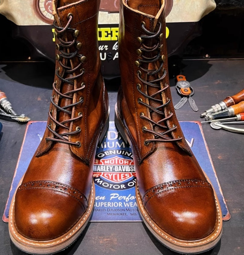 American Retro Leather Desert Boots Viscose Martin Boots