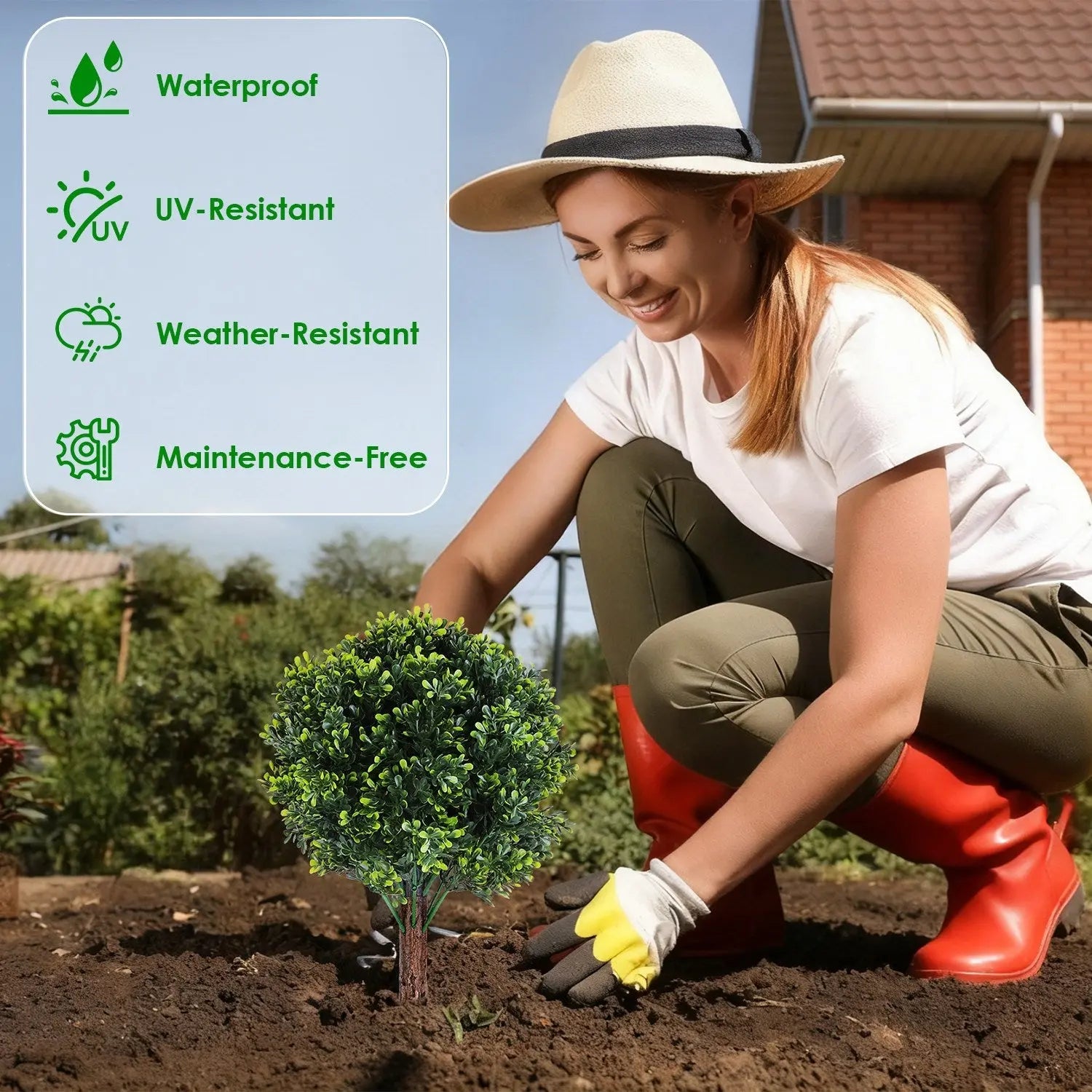 2 Packs Faux Boxwood Ball Trees Artificial Peanut Topiary Tree UV Resistant Artificial Shrubs Fake Plants Evergreen Artificial Bush With Ground Spike For Indoor Outdoor Front Porch Garden - The Premium