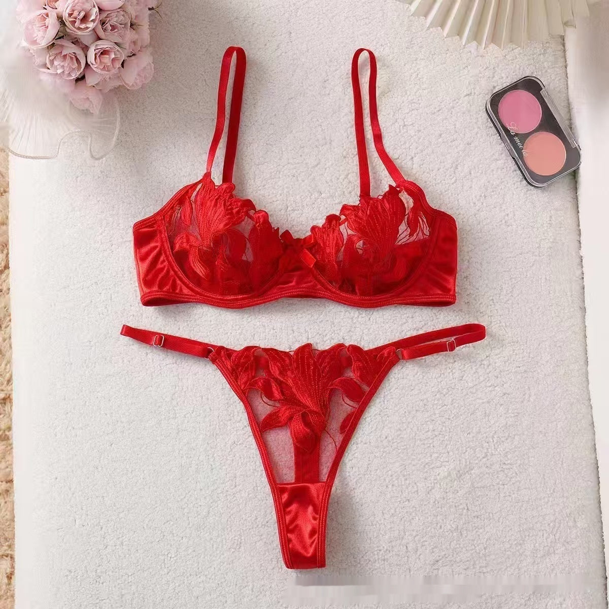 Embroidery Sexy Lingerie Ladies Set