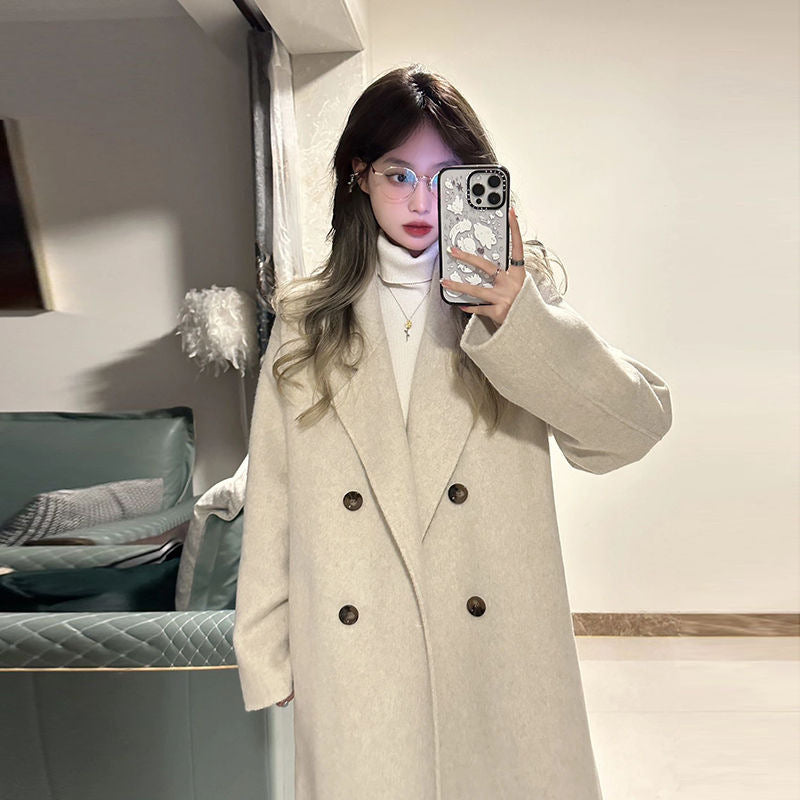 Fashionable Knee-length Mid-length Wool Coat For Women