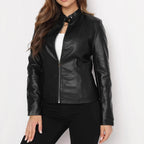 Fashionable Slim-fit Short Women's Leather Jacket