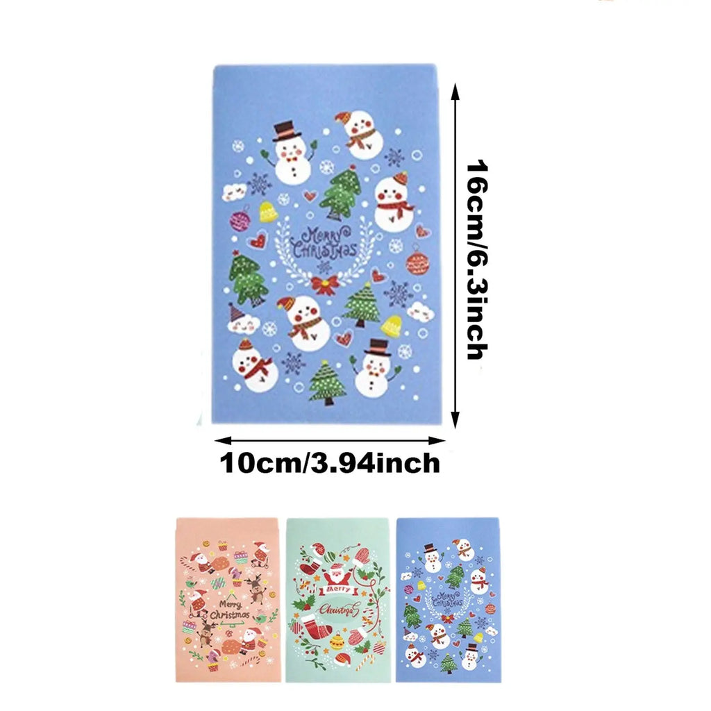 48 Pack Christmas Advent Calendar Bags Kit Envelope Shape Paper Gift Bags With Advent Numbers Stickers Clips And Rope Santa Claus Snowman Pattern Goodie Candy Treat Bags For Xmas Party Tree Decoration - The Premium