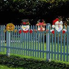 Christmas Fence Peeker Decoration Santa Claus Snowman Plastic Fence Sign Ornament Cute Fence Art Sign For Xmas DIY Home Patio Garden Outdoor - The Premium