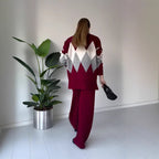 Women's Knit Round Neck Sweater Set