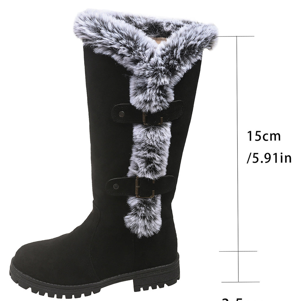 Women's Autumn And Winter Rabbit Fur Thick Velvet Thick Snow Boots