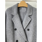 Gray Double Breasted Slimming Woolen Coat Outerwear