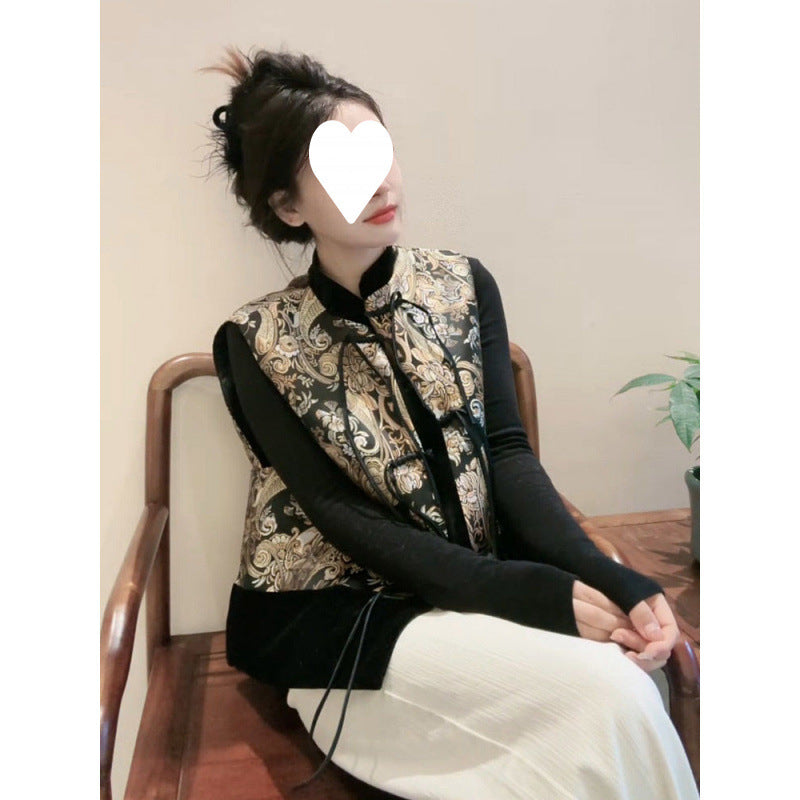 Fashion Tang Suit Retro Top Ethnic Style New Chinese Style Vest