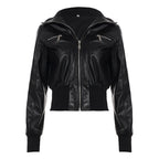 Retro Workwear Zipper Leather Jacket Coat