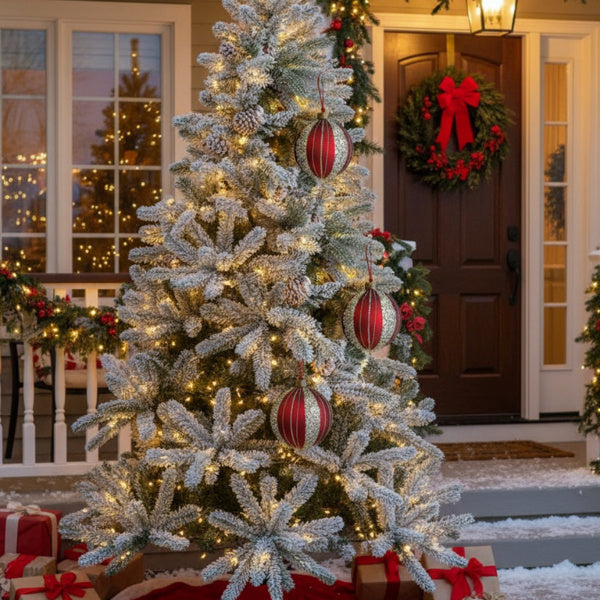 4PCS Set  Christmas Glass Ball Ornaments Holiday Tree Hanging Decorations Party Decor Supplies FBA Shipment - The Premium