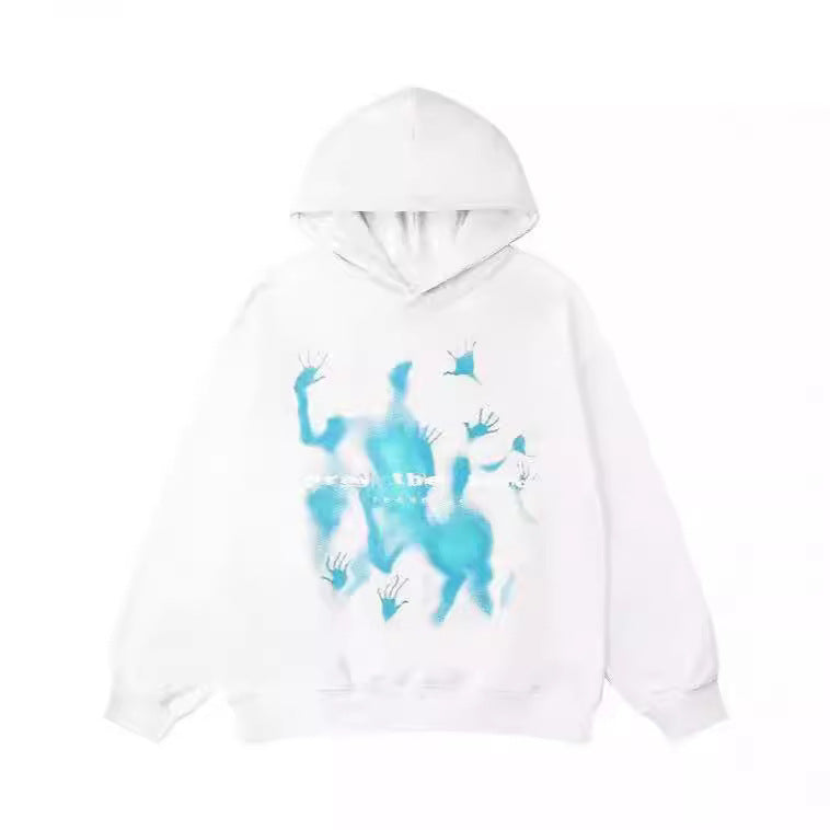 Hip-Hop Street Graffiti Hoodie Retro Casual Sports Brushed Hoody